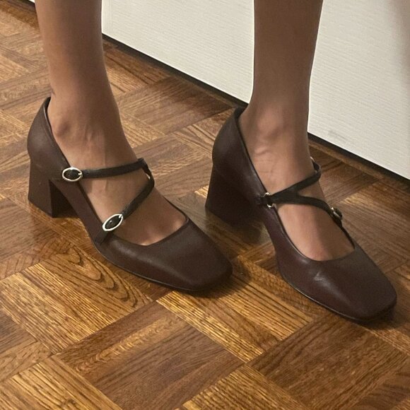 Napoleoni Burgundy Leather Kitten Heels - Picture 4 of 4